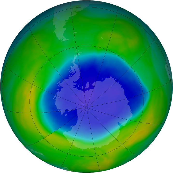 Antarctic ozone map for 11 November 2004